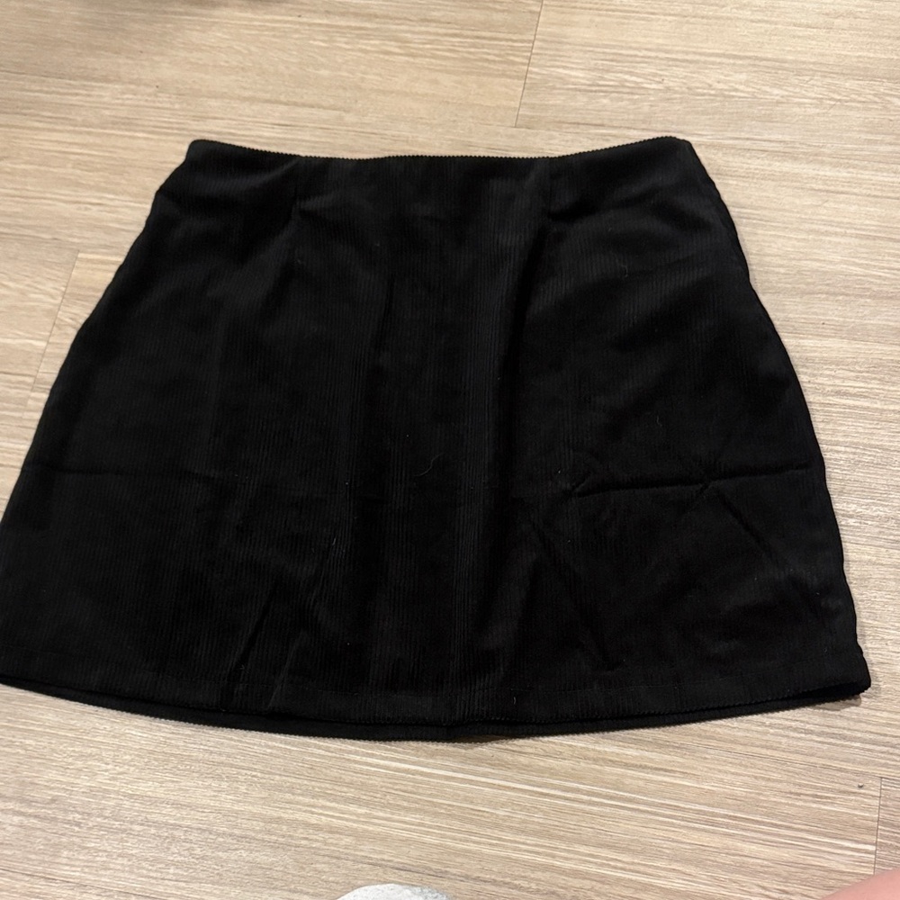 Wenrine Elegant Black Corduroy Skirt Size L